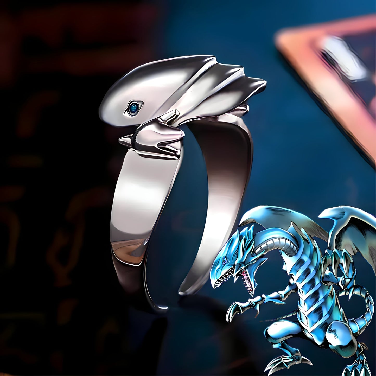 Blue Eyes White Dragon Ring